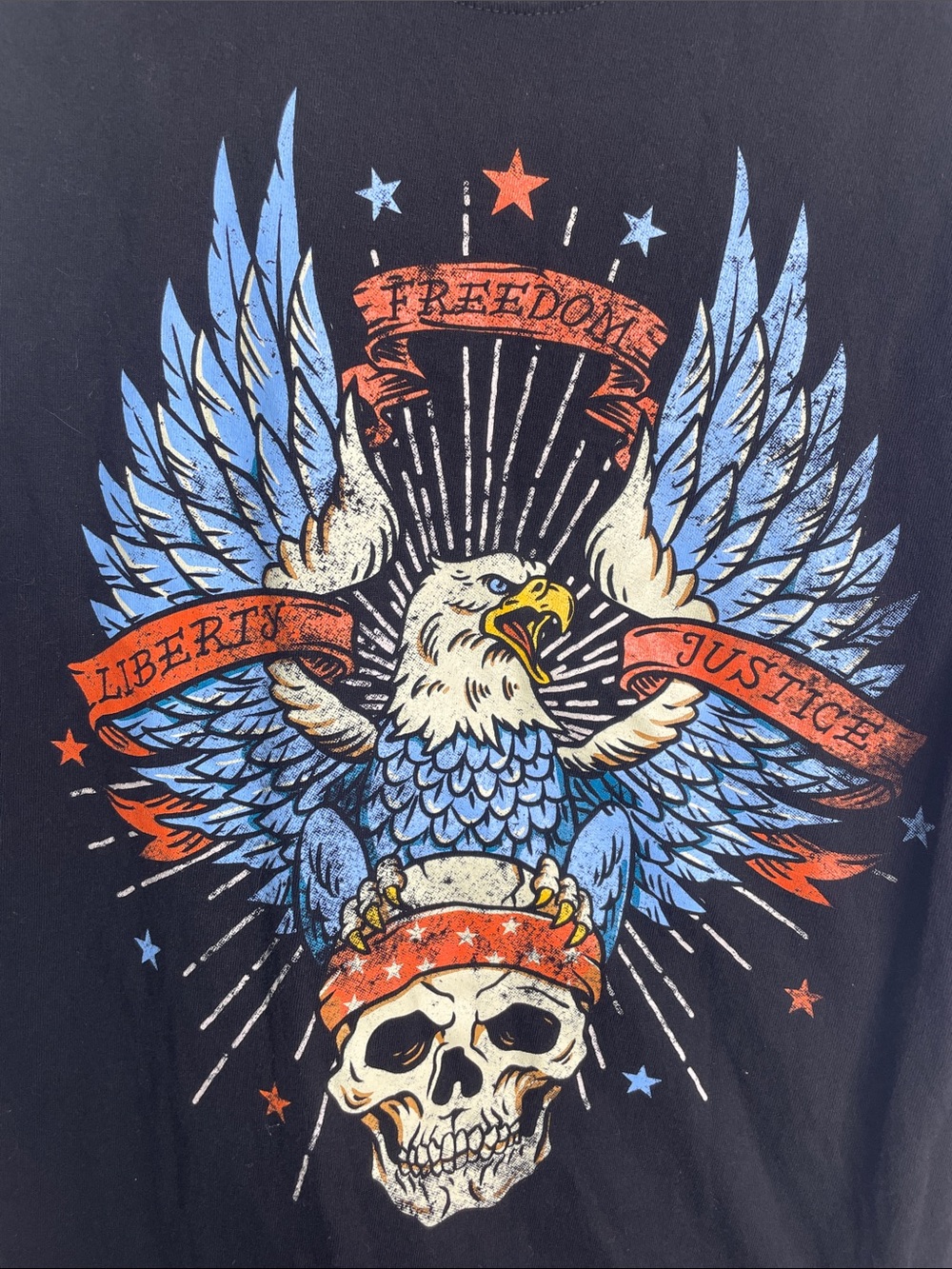 Sleeveless Black Graphic Eagle & Skull Muscle Tee